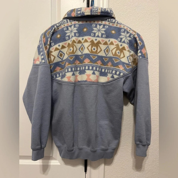 Vintage American Sportif Light Blues and Pinks Half Button Sweater - Picture 2 of 3